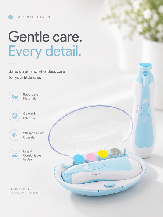 TinyTrim Electric Baby Nail Trimmer — 6-in-1 Quiet Nail Care Kit