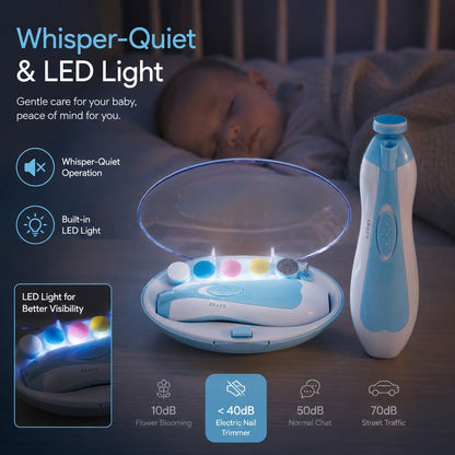 TinyTrim Electric Baby Nail Trimmer — 6-in-1 Quiet Nail Care Kit