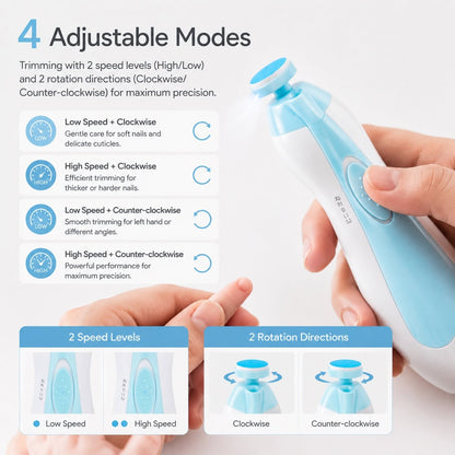TinyTrim Electric Baby Nail Trimmer — 6-in-1 Quiet Nail Care Kit