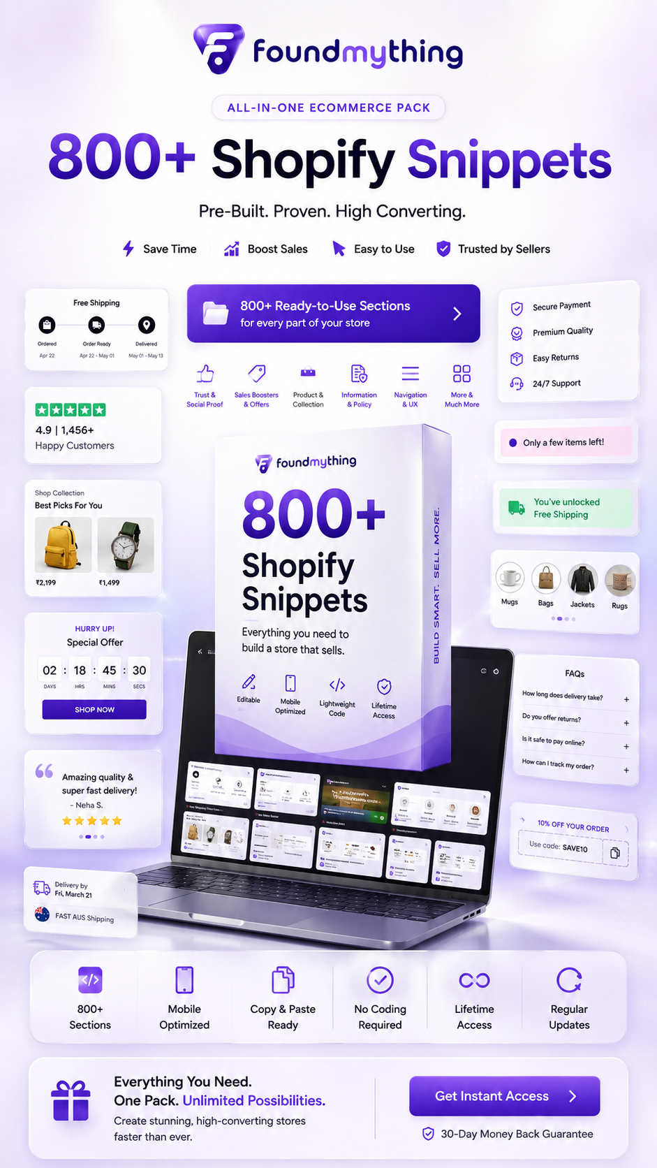 800+ Shopify Snippets & Sections – All-in-One Bundle