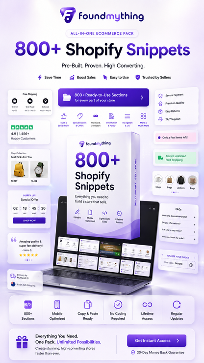 800+ Shopify Snippets & Sections – All-in-One Bundle
