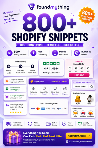 800+ Shopify Snippets & Sections – All-in-One Bundle