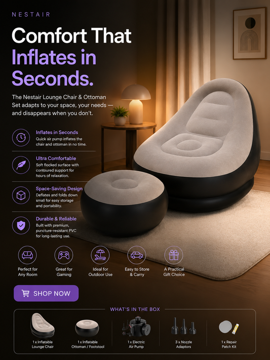 Nestair Inflatable Lounge Chair & Footstool Set