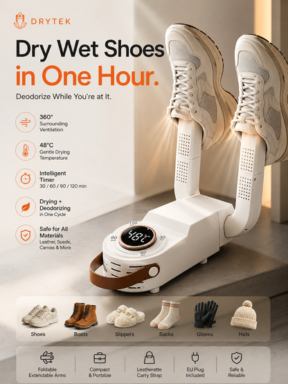 Drytek Electric Shoe Dryer with LED Timer & 360° Ventilation