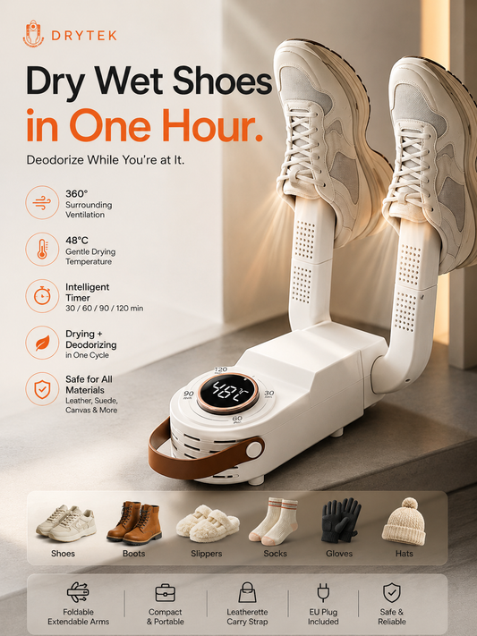 Drytek Electric Shoe Dryer with LED Timer & 360° Ventilation