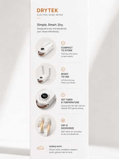 Drytek Electric Shoe Dryer with LED Timer & 360° Ventilation