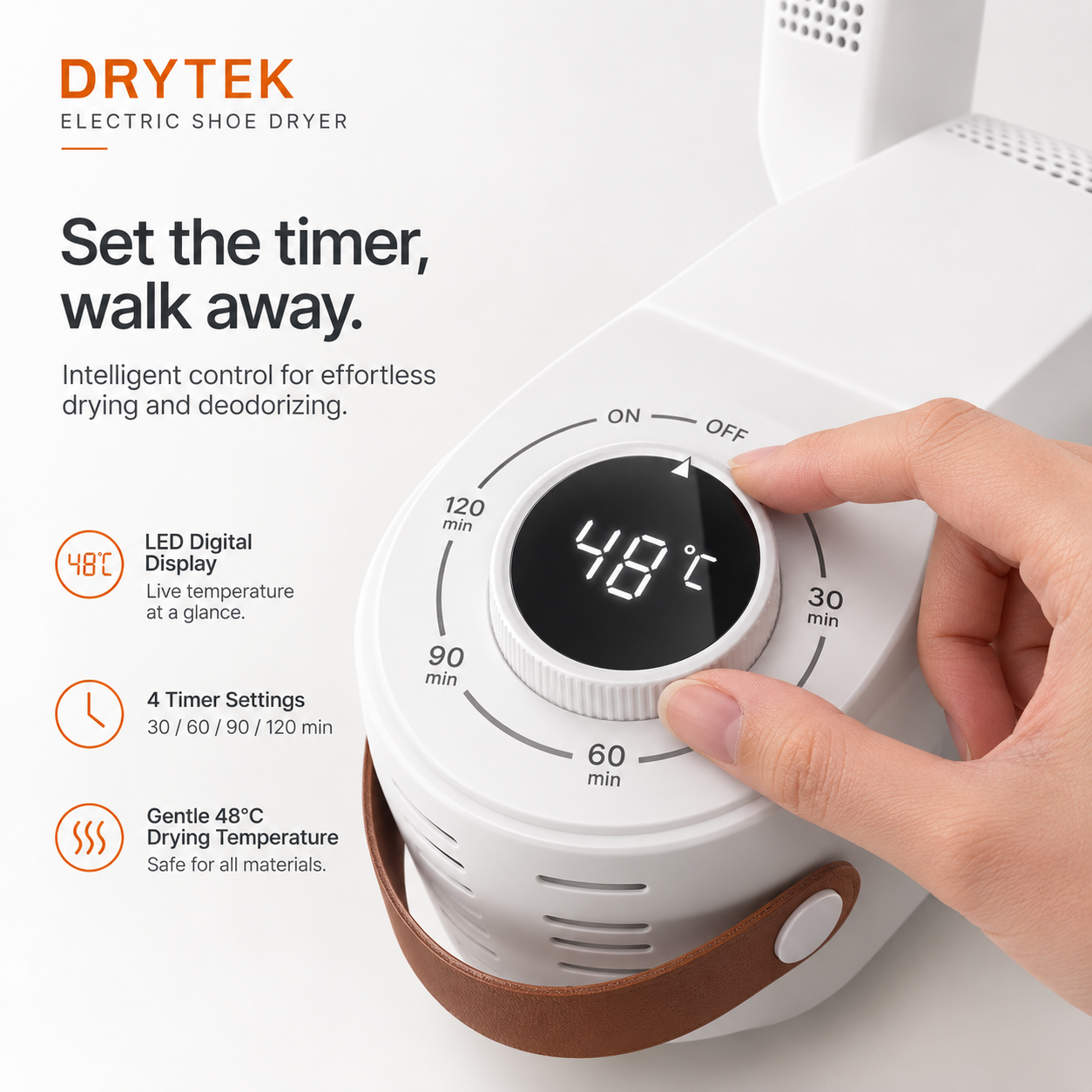 Drytek Electric Shoe Dryer with LED Timer & 360° Ventilation