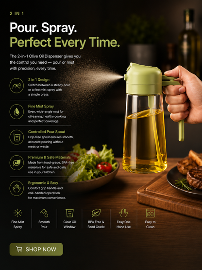 Drizzlo 2-in-1 Olive Oil Dispenser & Sprayer