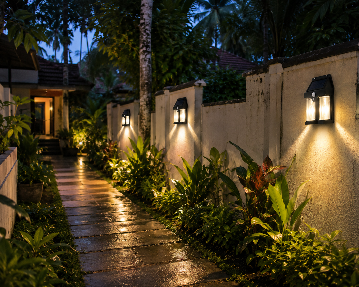 Solux Solar Motion Sensor Wall Light — Outdoor Waterproof