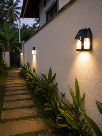 Solux Solar Motion Sensor Wall Light — Outdoor Waterproof