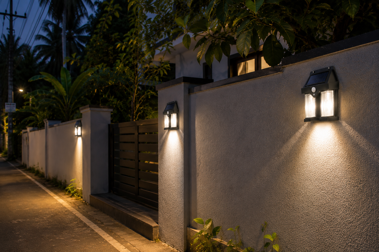 Solux Solar Motion Sensor Wall Light — Outdoor Waterproof